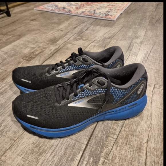 Brooks Ghost 14 Mens Athletic Running Shoes Size 12 Black Blue - Picture 1 of 8